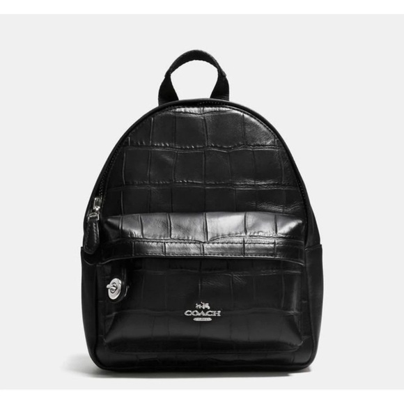Coach Black Leather Mini Campus Backpack 8x3x6 - Picture 1 of 12